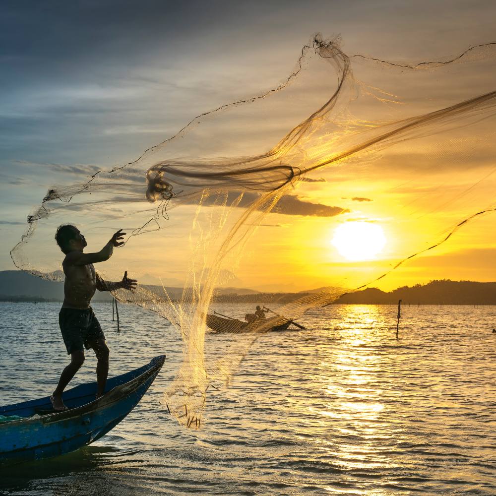 Fishing at Vembanad Lake